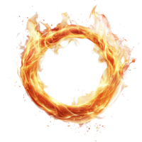 Realistic round flames create a fiery circle against a transparent background, symbolizing energy and warmth, Realistic tworound fire flame transparent background. Round fire flame transparent png