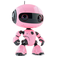 Adorable pink AI robot character standing against a transparent background in a playful pose, Adorable AI Robot Character on transparent background png