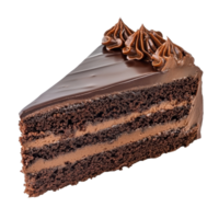 A decadent slice of chocolate cake isolated on a transparent background perfect for dessert lovers at any time, Isolated slice of chocolate cake on the transparent png