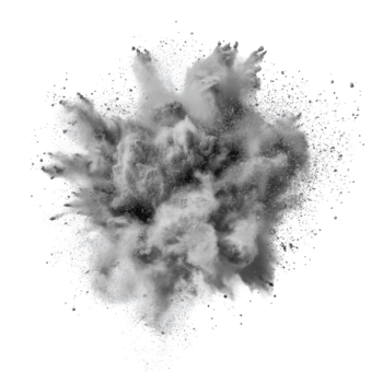 grigio polvere esplosione isolato su trasparente sfondo la creazione di un' dinamico struttura effetto, grigio colore polvere Pulver esplosione isolato su trasparente sfondo png