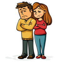 Sad couple stands apart, facing family issues while seeking reconciliation in a quiet moment of reflection, sad couple with family problems, file of isolated object on transparent background png