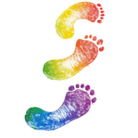 Colorful footprints creating a vibrant path on a pristine transparent background, colorful footprints walking isolated on transparent background png