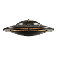 A UFO hovers silently against a stark transparent background, highlighting its unique shape and features, UFO on transparent background png