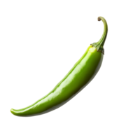 Fresh green chili pepper isolated on transparent background for culinary use and vibrant flavor enhancement, green chilli pepper on transparent background png