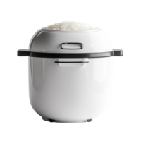 A sleek transparent rice cooker filled with freshly cooked rice on a minimalist transparent backdrop, Rice cooker in a transparent bowl on transparent background png