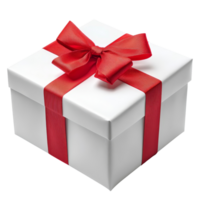 Elegant transparent gift box with a bright red bow isolated against a clean transparent background for festive celebrations, Elegant transparent Gift Box with Red Ribbon isolated on transparent png