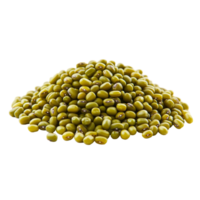 A closeup view of a vibrant pile of mung beans on a clean transparent background showcasing their natural color and texture, Pile of mung beans isolated png