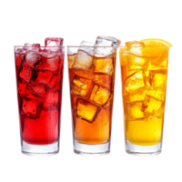 Refreshing drinks with ice cubes in glasses ready to enjoy at a summer gathering, Glasses with Ice Cubes, Refreshing Drinks, Isolated on transparent background Background png