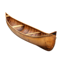 Wooden canoe isolated on transparent background showcasing craftsmanship and design for recreational activities, Canoe isolated on transparent background png