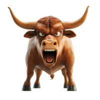 An angry brown bull glaring fiercely on a simple transparent background with transparent accents, Angry brown bull on a transparent background, png