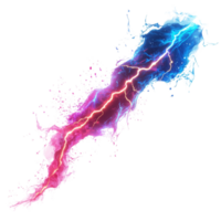 Dynamic blue and red electric lightning bolt with striking intensity isolated on a transparent background, blue red electric lightning isolated on transparent background png