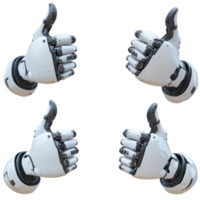 Futuristic robot hands giving thumbs up in a cybernetic setting conveying positivity and innovation, Set Robot Hands Giving Thumbs Up, Futuristic Cybernetic Gestures, Isolated on transparent png