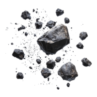 Asteroids scattered across a transparent background with a transparent hue highlighting their textures, Asteroids on transparent background png
