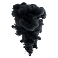 Dark black smoke rising dramatically against a stark transparent background showcasing fluid dynamics, black smoke on transparent background png