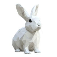 A transparent polygonal rabbit sitting gracefully on a clean transparent background showcasing modern geometric design elements, Polygonal rabbit on transparent background. Geometric polygonal rabbit png