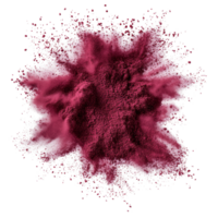 Maroon color powder explosion isolated on transparent background creating a dynamic and energetic display, maroon color powder pulver explosion isolated on transparent background png