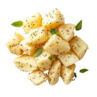 Delicious potato snacks with herbs arranged on a clean transparent background for a healthy snack option, potato snacks on transparent background png
