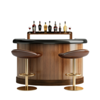 Modern bar counter with seating designed for stylish entertainment at home, Bar counter isolated on transparent background png