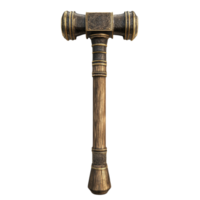 A detailed hammer of justice showcased on a clean transparent background, emphasizing its intricate design and craft, hammer of justice on transparent background png