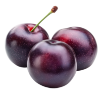 Fresh cherry plums arranged on a transparent background showcasing vibrant color and texture in a simple, elegant presentation, Cherry plum isolated on transparent background png