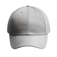 Front view mockup of a grey baseball cap suitable for various designs and presentations, grey baseball cap mockup front view, file of isolated object with shadow on transparent background png