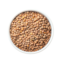 Fresh lentils in a transparent bowl on a clean surface highlighting their rich texture and natural colors, lentils in a bowl on transparent background png