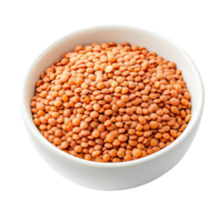 Raw lentils in a transparent bowl on a clean surface ready for cooking or preparation in a healthy meal, Uncooked lentils in transparent bowl isolated on transparent background png