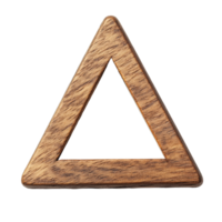 Wooden triangular frame on a clean transparent surface showcasing natural wood grain and craftsmanship details, wooden in shape triangle on transparent backgroundfile png