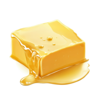 Melting butter on a transparent background showing smooth texture and glossy finish, A piece of melting butter isolated on transparent background Stock Illustration png