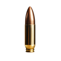 Isolated bullet showcasing sleek design and metallic finish on a pure transparent background, bullet isolated on transparent background png