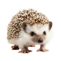 Cute hedgehog standing on a transparent background, showcasing its distinctive spines and adorable features, hedgehog isolated on transparent background png