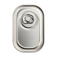 Top view of a sleek metal can with a ring pull tab on a plain surface, showcasing its design and function, Oblong can with ring pull on transparent background.top view isolated on transparent png