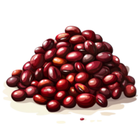 A heap of vibrant adzuki beans stacked together on a transparent background, illustrating their rich color and texture, Stacked adzuki beans isolated Stock Illustration png