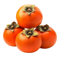Fresh persimmons stacked together on a transparent background showcasing their vibrant orange color, Persimmons with isolated on transparent background png