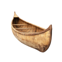 An isolated wooden canoe against a transparent background highlighting its craftsmanship and design features, Canoe isolated on transparent background png