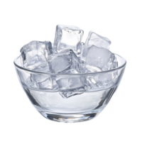 Fresh ice cubes in a clear bowl on a transparent background for refreshing drinks and culinary use, ice cubes in the bowl on transparent background png