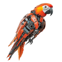 Intricate robotic parrot design showcasing advanced technology against a transparent background, Robotic Parrot on Transparent Background, Advanced Biorobotics Design png