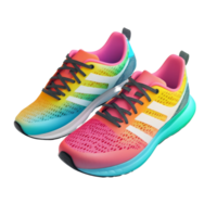 Colorful running sneakers mockup featuring vibrant design and dynamic style, colorful cool running sneakers mockup, file of isolated object with shadow on transparent background png