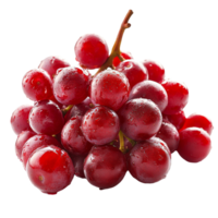 Fresh red grapes on a transparent background, showcasing their plump appearance and vibrant color in natural light, red grapes on transparent background png