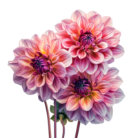 Beautiful dahlia floral bouquet featuring vibrant pink and transparent petals with stunning highlights in a serene setting, dahlia Flowers Floral Bouquets flowers with transparent background png