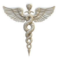 Caduceus medical symbol rotating on a transparent background showcasing healthcare and healing themes, Caduceus Medical symbol 3d isolated rotating on a transparent background png