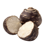 Fresh taro root isolated on a bright transparent background showcasing its unique texture and color, taro isolated on transparent background png
