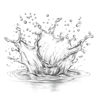 Dynamic splash of flowing water isolated on a transparent background with detailed droplets and waves captured elegantly, Flowing water splash isolated Stock Illustration png