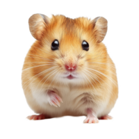 A cute hamster stands on a transparent background, showcasing its fluffy fur and inquisitive expression in a playful pose, hamster isolated on transparent background png