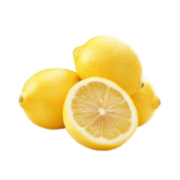 Fresh yellow lemons isolated on a transparent background showcasing vibrant color and texture, lemons isolated on transparent background png