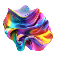 Vibrant abstract swirling transparent with multicolored iridescent layers flowing gracefully, 3d rendering multicolored flowing abstract iridescent wave shape isolated transparent background cutout png
