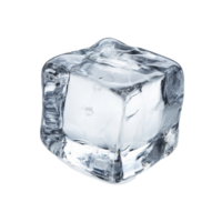A single ice cube isolated on a clean, transparent background showcasing its crystalline structure and clarity, Single Ice Cube Isolated on transparent background png