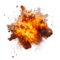 A fierce explosion of flames and debris against a stark transparent background highlights fires intensity, explosion of fire on a transparent background png