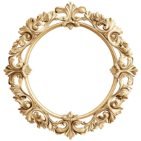 Elegant gold frame in classic baroque style designed for showcasing artwork or photographs in a refined setting, Gold frame for a picture in a classic baroque style on a transparent background png
