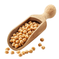 Chickpeas in a wooden scoop isolated on a transparent background featuring a natural tone, Chickpeas in wood scoop isolated on transparent background png